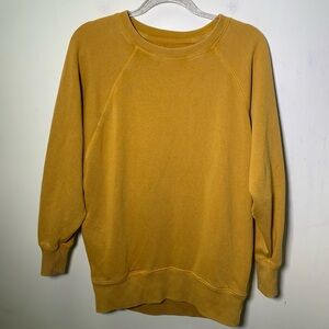Aerie NWT Cozy City Crewneck Sweatshirt XS Mustard Yellow Pockets Oversized